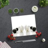 Decorita Beyaz Orkide Siyah Oniks | Cam Kesme Tahtası - Cam Kesme Tablası | 29cm X 34cm - 29 x 34 cm