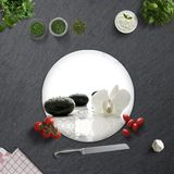 Decorita Beyaz Orkide Siyah Oniks | Cam Kesme Tahtası - Cam Kesme Tablası | Çap 32cm - 32 cm