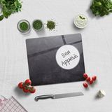 Decorita Bon Appetit | Karatahta Görünümlü | Cam Kesme Tahtası - Cam Kesme Tablasıı | 29cm x 34cm - Siyah