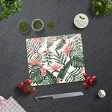 Decorita Botanik Desenli | Cam Kesme Tahtası - Cam Kesme Tablası | - 29 x 34 cm