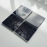Decorita Cam Bardak Altlığı | 4'lü Takım Antrasit Kristal | 10cm X 10cm