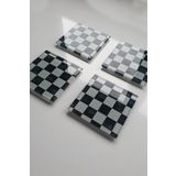 Decorita Cam Bardak Altlığı | 4'lü Takım Damalı Desen | 10cm X 10cm