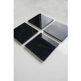Decorita Cam Bardak Altlığı | 4'lü Takım Siyah Mermer Görünümlü | 10cm X 10cm