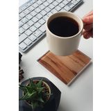 Decorita Cam Bardak Altlığı | 4'lü Takım Yeni Ahşap Desen | 10cm X 10cm