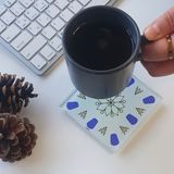 Decorita Cam Bardak Altlığı | Acem Kahveci - Mavi | 4'lü Takım | 10CM x 10CM - 4 Adet