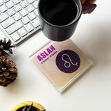 Decorita Cam Bardak Altlığı Burçlar Aslan Burcu 4'lü Takım 10 x 10 cm