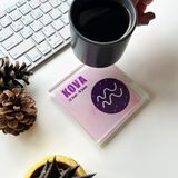Decorita Cam Bardak Altlığı Burçlar - Kova Burcu 4'lü Takım 10 x 10 cm