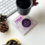 Decorita Cam Bardak Altlığı Burçlar - Terazi Burcu 4'lü Takım 10 x 10 cm