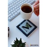Decorita Cam Bardak Altlığı | Harfli Tasarım | 4'lü Takım | M | 10cm X 10cm