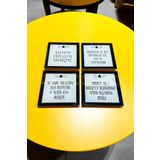 Decorita Cam Bardak Altlığı | Kişisel Motivasyon | 4'lü Takım | 10cm x 10cm