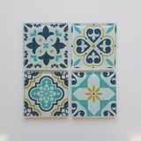 Decorita Cam Bardak Altlığı | Modern Çini Desen | 4'lü Takım | 10CM x 10CM - 4 Adet