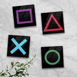 Decorita Cam Bardak Altlığı | Oyun Bardak Altlığı - İkon | 4'lü Takım | 10cm x 10cm