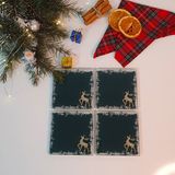 Decorita Cam Bardak Altlığı | Yeni Yıl Kar Çerçeveli | 4'lü Takım | 10CM x 10CM - 1 Adet