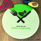 Decorita Cam Diyet Tabağı | Cam Sunum Tabağı | Çeyrek Porsiyon | ÇAP32CM - Fıstık Yeşili