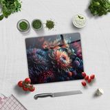 Decorita Cam Kesme Tablası - Cam Kesme Tahtası | Dark Flowers | - 29 x 34 cm