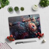 Decorita Cam Kesme Tablası - Cam Kesme Tahtası | Dark Flowers | - 30 x 40 cm