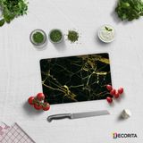 Decorıta Cam Kesme Tahtası| Altın Detaylı Siyah Mermer