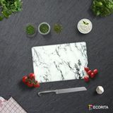Decorıta Cam Kesme Tahtası| Beyaz Mermer Görünümlü