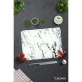 Decorita Cam Kesme Tahtası Cam Kesim Tablası Beyaz Mermer Görünümlü 30cm x 40cm