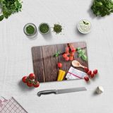Decorita Cam Kesme Tahtası - Cam Kesme Tablası | Ahşap Ve Sebzeler | 20cm X 30cm Renkli