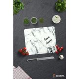 Decorita Cam Kesme Tahtası - Cam Kesme Tablası | Beyaz Mermer Görünümlü | 29cm X 34cm