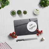 Decorita Cam Kesme Tahtası - Cam Kesme Tablası | Bon Appetit | Karatahta Görünümlü | 20cm X 30cm Renkli