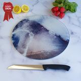 Decorita Cam Kesme Tahtası - Cam Kesme Tablası | Buzlu Cam - Ocean | Çap 32cm - 32 cm