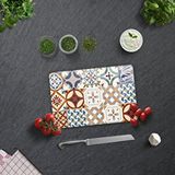 Decorita Cam Kesme Tahtası - Cam Kesme Tablası | Çini Desen | 20cm X 30cm Renkli