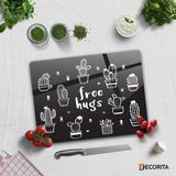 Decorita Cam Kesme Tahtası | Cam Kesme Tablası | Free Hugs - Siyah Fon | - 30 cm