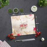 Decorita Cam Kesme Tahtası - Cam Kesme Tablası | Happy New Year - Gold | - 29 x 34 cm
