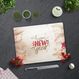 Decorita Cam Kesme Tahtası - Cam Kesme Tablası | Happy New Year - Gold | - 30 x 40 cm