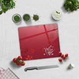 Decorita Cam Kesme Tahtası - Cam Kesme Tablası | Happy New Year Kırmızı | 29cm x 34cm - 29 x 34 cm