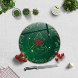 Decorita Cam Kesme Tahtası - Cam Kesme Tablası | Happy New Year - Yeşil | - 32 cm