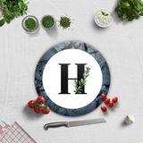 Decorita Cam Kesme Tahtası - Cam Kesme Tablası | Harfli Tasarım | Çap32cm - Beyaz - Harf H
