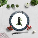 Decorita Cam Kesme Tahtası - Cam Kesme Tablası | Harfli Tasarım | Çap32cm - Beyaz - Harf I