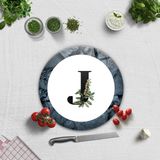 Decorita Cam Kesme Tahtası - Cam Kesme Tablası | Harfli Tasarım | Çap32cm - Beyaz - Harf J