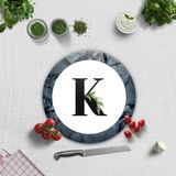 Decorita Cam Kesme Tahtası - Cam Kesme Tablası | Harfli Tasarım | Çap32cm - Beyaz - Harf K
