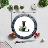 Decorita Cam Kesme Tahtası - Cam Kesme Tablası | Harfli Tasarım | Çap32cm - Beyaz - Harf L