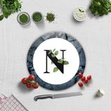 Decorita Cam Kesme Tahtası - Cam Kesme Tablası | Harfli Tasarım | Çap32cm - Beyaz - Harf N