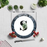 Decorita Cam Kesme Tahtası - Cam Kesme Tablası | Harfli Tasarım | Çap32cm - Beyaz - Harf S