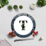 Decorita Cam Kesme Tahtası - Cam Kesme Tablası | Harfli Tasarım | Çap32cm - Beyaz - Harf T