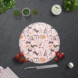 Decorita Cam Kesme Tahtası - Cam Kesme Tablası | Kedi Desenli | ÇAP32CM - 32 x 32 cm