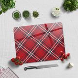 Decorita Cam Kesme Tahtası - Cam Kesme Tablası | Kırmızı-Beyaz Ekose Desen | 30CM x 40CM