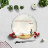 Decorita Cam Kesme Tahtası - Cam Kesme Tablası | Küçük Prens - Kalp Gözü | Çap32cm - 32 x 32 cm