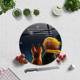 Decorita Cam Kesme Tahtası - Cam Kesme Tablası | Küçük Prens - Yıldızlar | Çap32cm - 32 x 32 cm