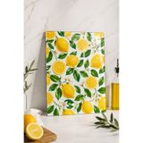 Decorita Cam Kesme Tahtası - Cam Kesme Tablası | Limon Çiçeği Desenli | 30cm x 40cm
