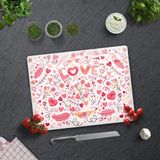 Decorita Cam Kesme Tahtası - Cam Kesme Tablası | Love - Renkli | - 30 x 40 cm