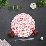 Decorita Cam Kesme Tahtası - Cam Kesme Tablası | Love - Renkli | - 32 cm