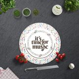 Decorita Cam Kesme Tahtası - Cam Kesme Tablası | Music Time | ÇAP32CM - 32 x 32 cm