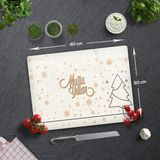 Decorita Cam Kesme Tahtası - Cam Kesme Tablası | Mutlu Yıllar Krem | - 30 x 40 cm